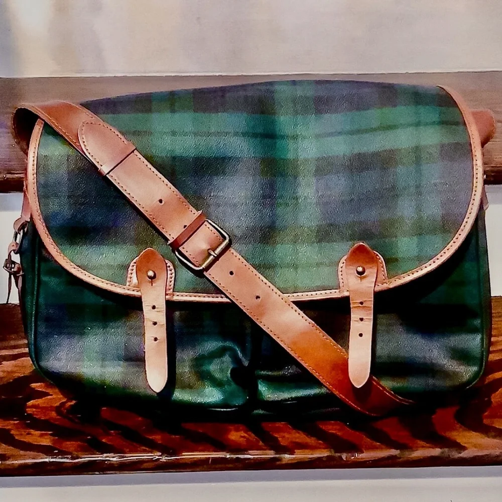 RALPH LAUREN Black Watch Tartan Plaid Messenger Shoulder Carry-On Laptop Bag